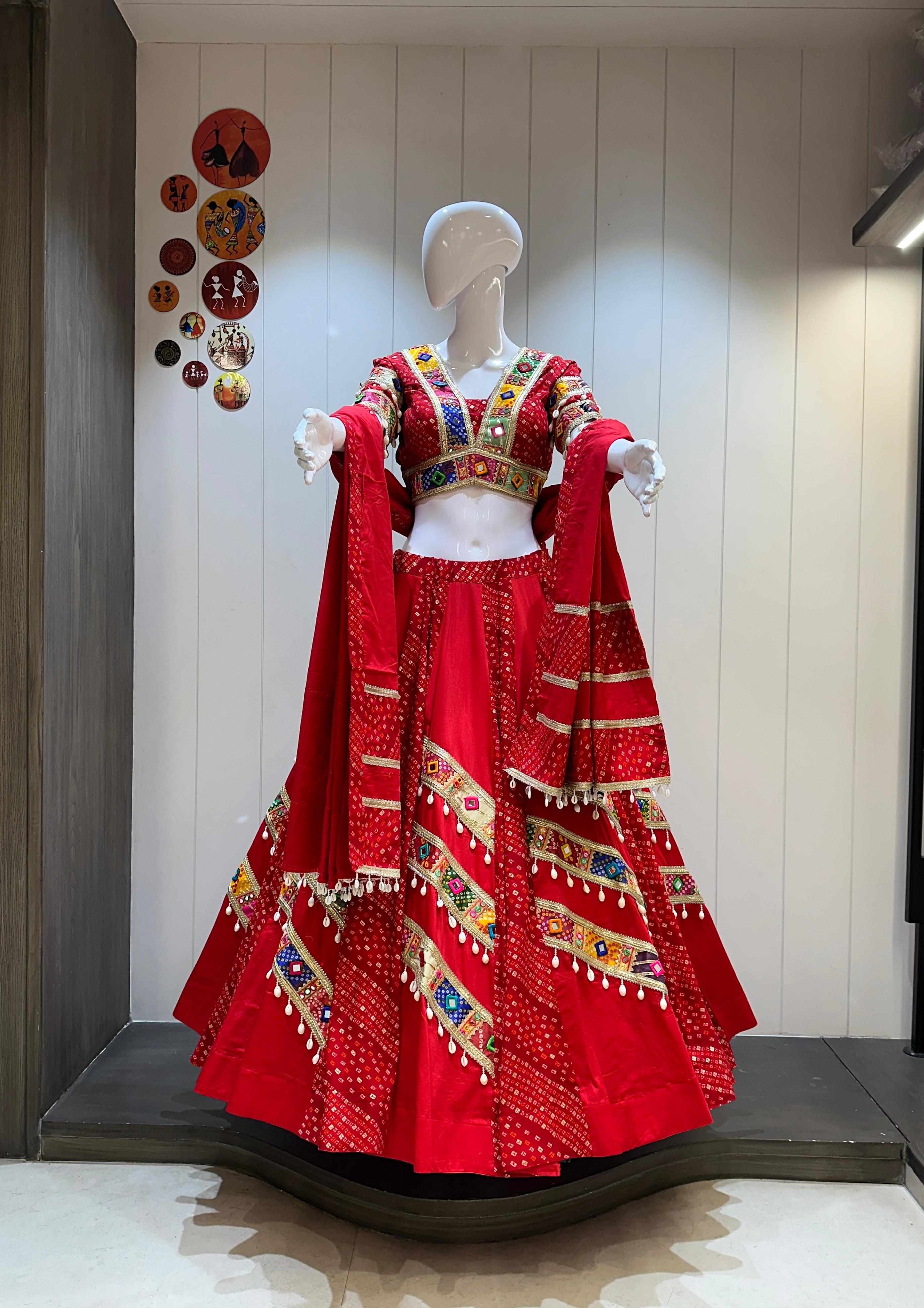 Red Bandhani Chaniya Choli in usa