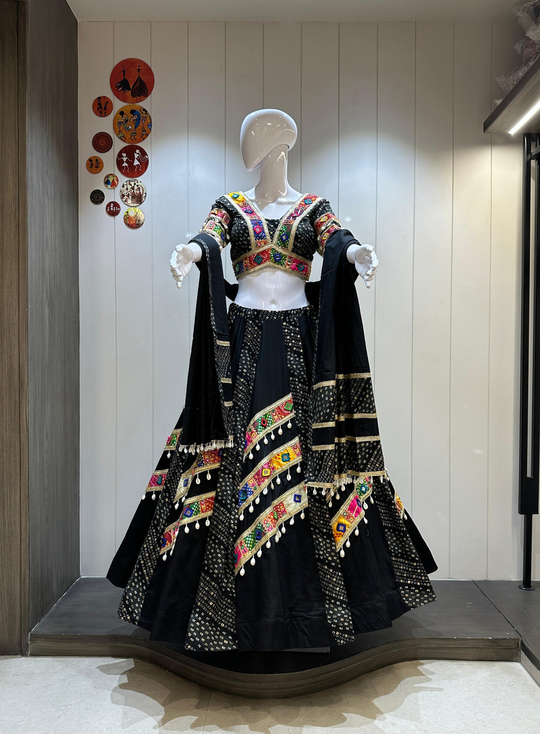 Black Bandhani Print Chaniya Choli for navratri in uk