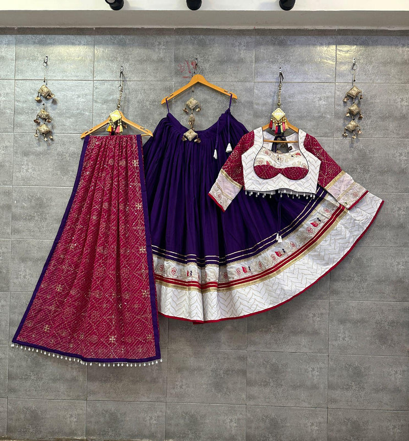 Navy Blue & Pink Chaniya Choli for navratri 