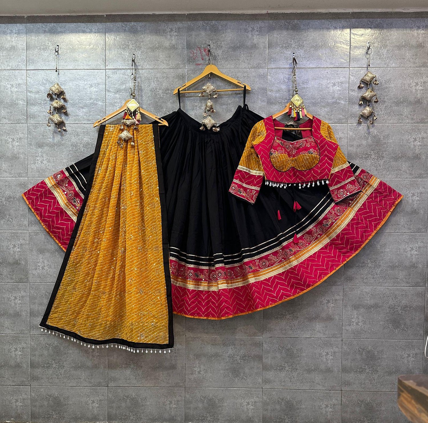 Black &amp; Yellow Chaniya Choli for garba