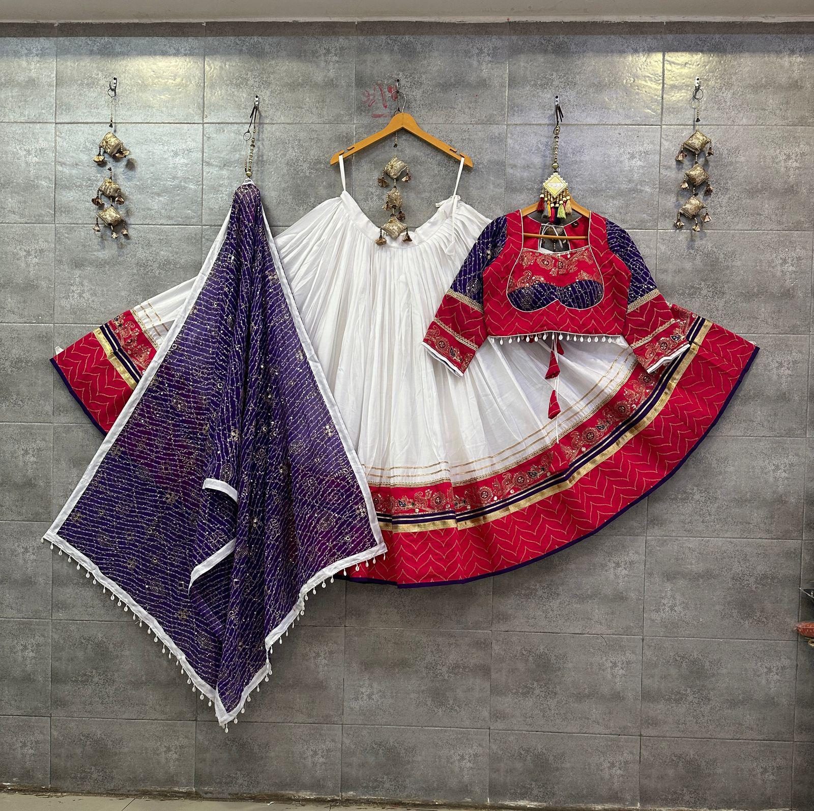 White &amp; Purple Chaniya Choli for Navratri