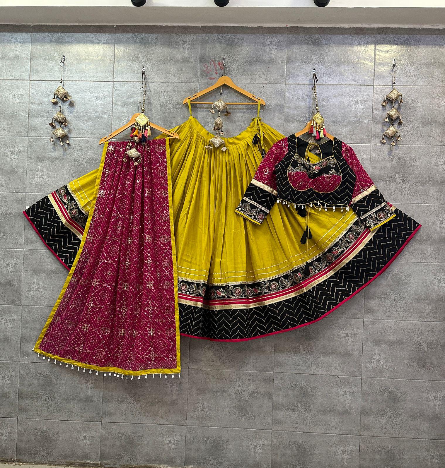 Yellow &amp; Black Chaniya Choli for garba