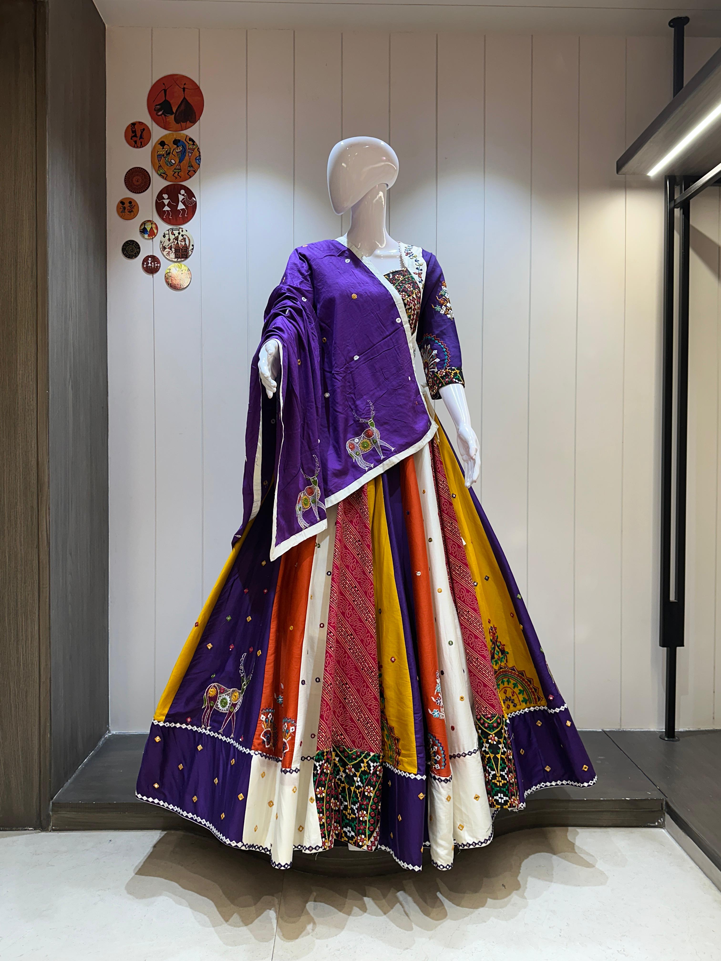 Royal Purple Multi Color Navratri Chaniya Choli for Garba