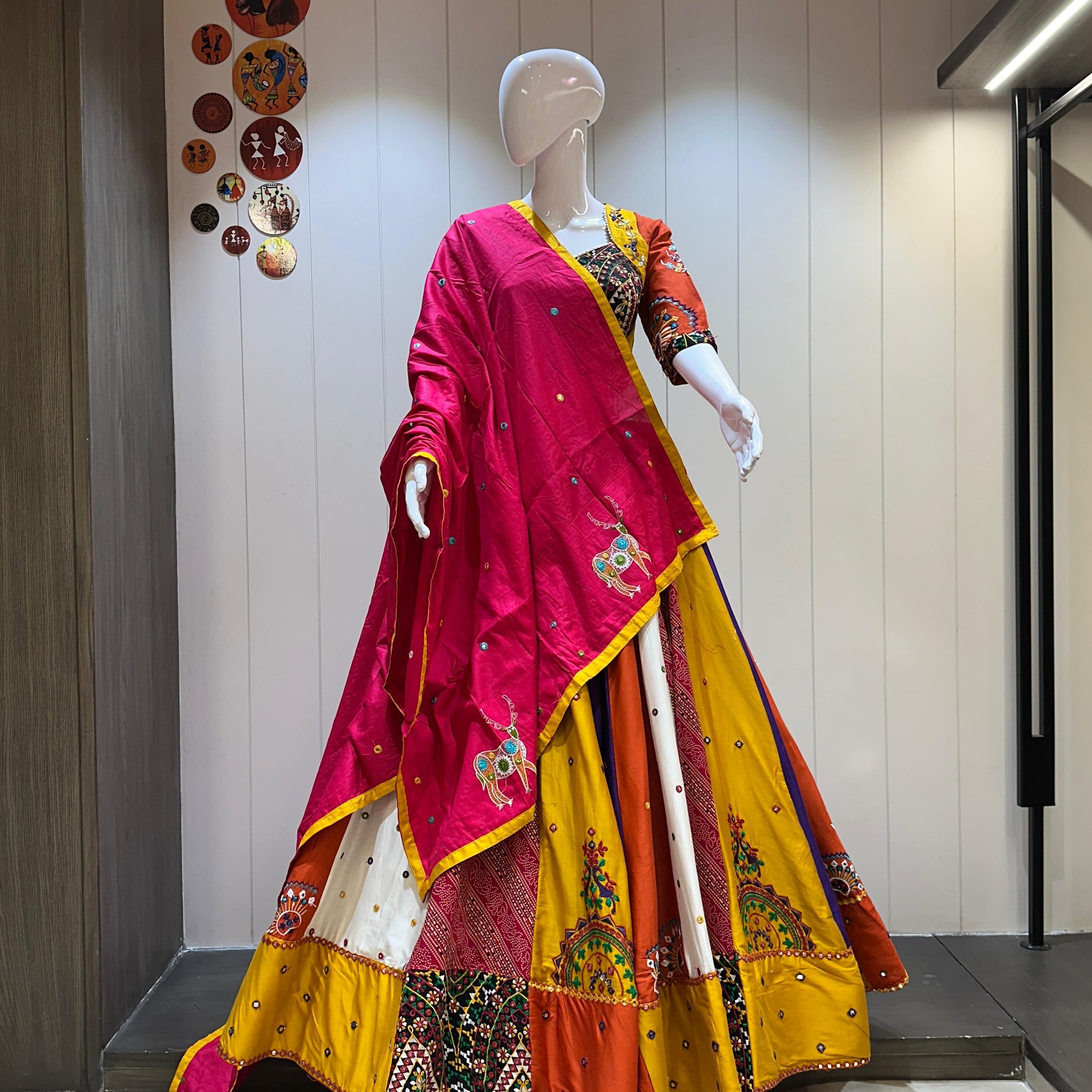 Rani Pink Multi Color Chaniya Choli for Garba