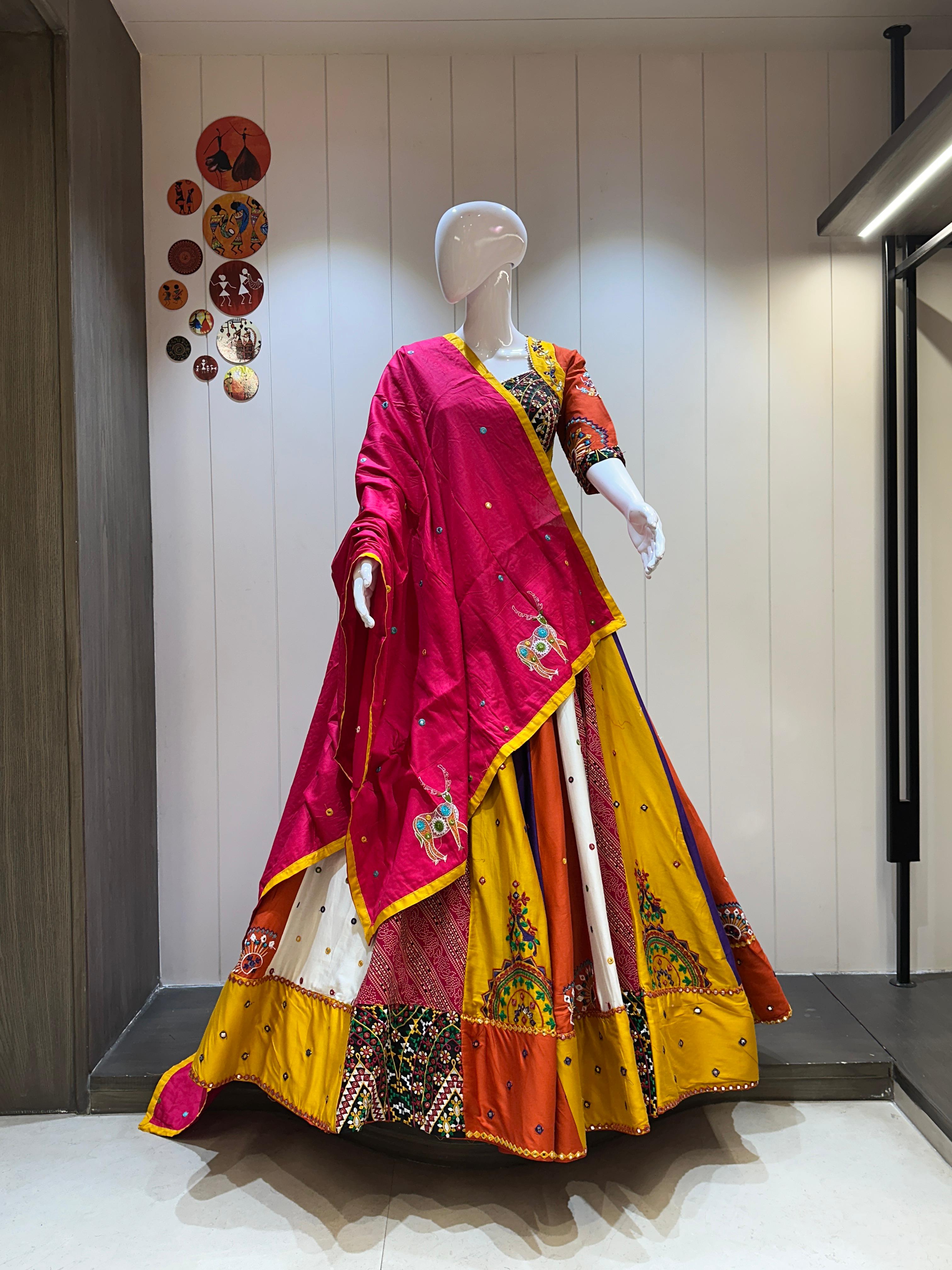 Rani Pink Multi Color Chaniya Choli for Garba