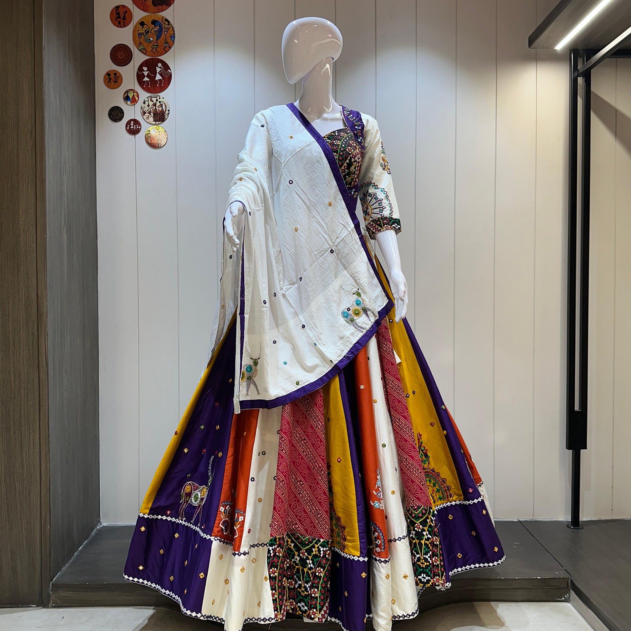 White and Purple Multi Color Chaniya Choli for Navratri