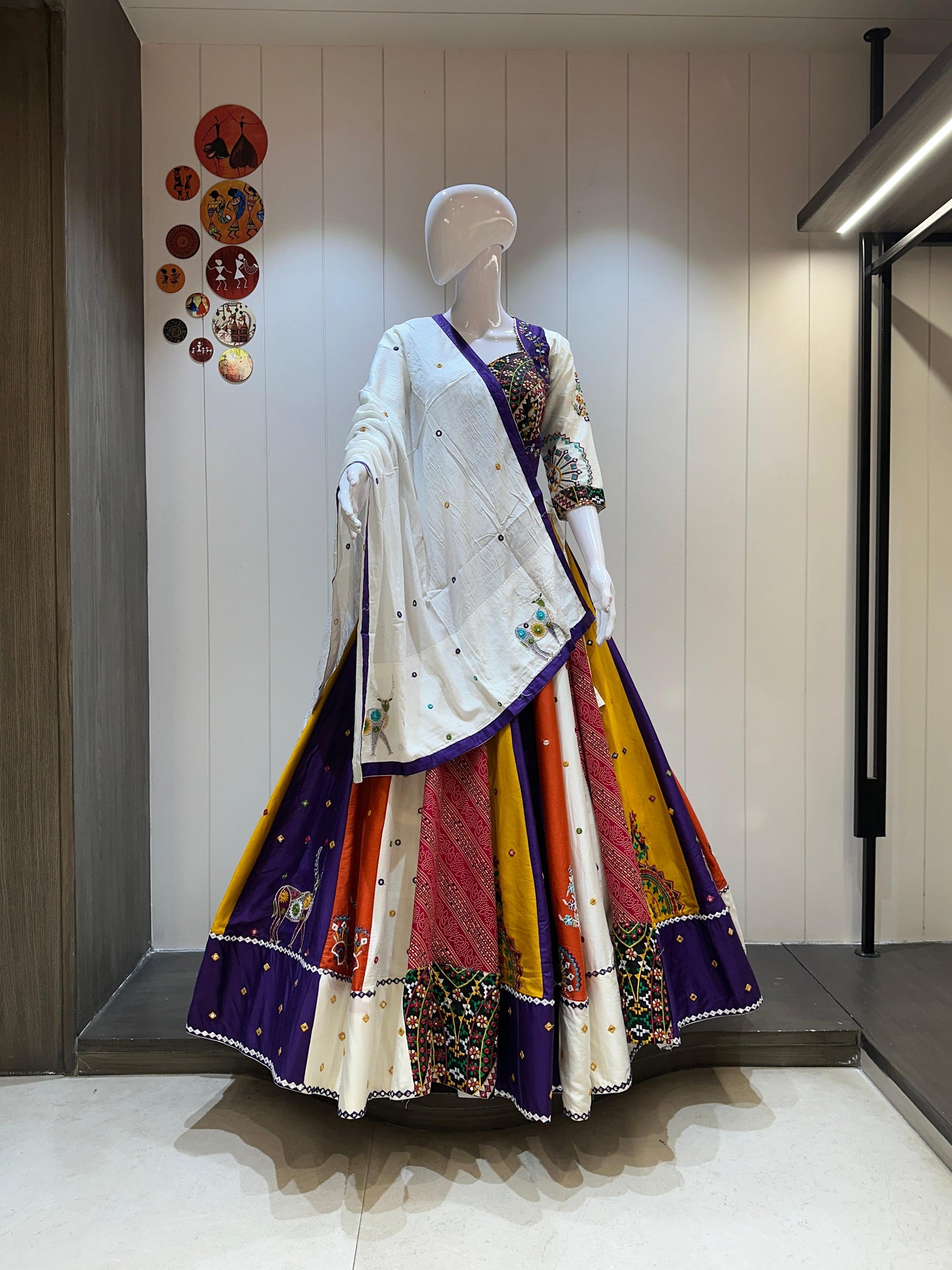 White and Purple Multi Color Chaniya Choli for Navratri