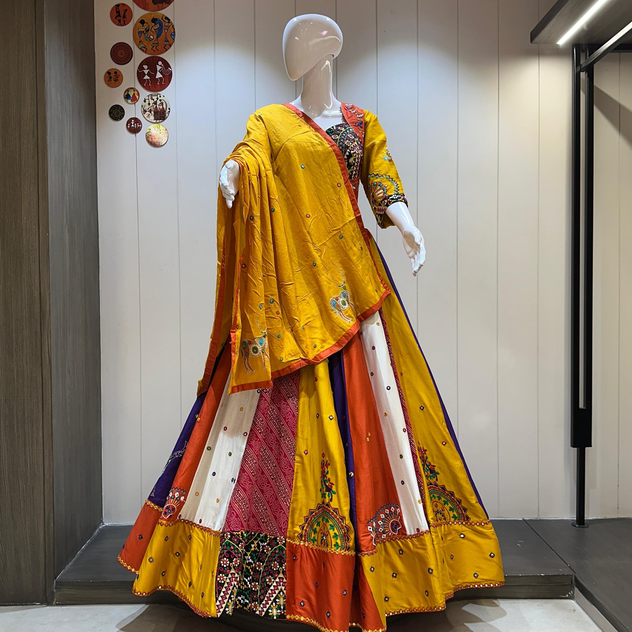 Mustard Yellow Multi Color Chaniya Choli for Navratri