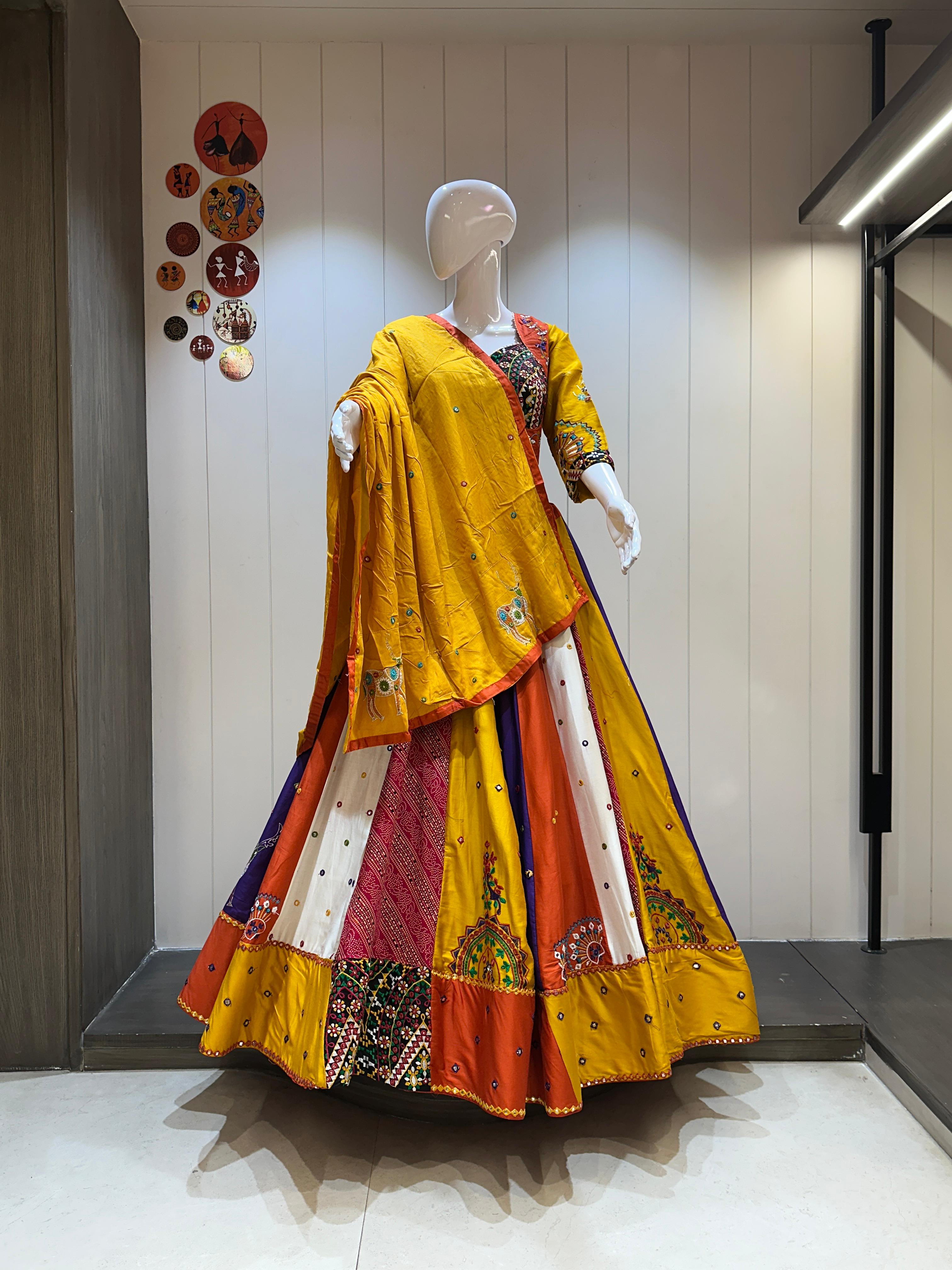 Mustard Yellow Multi Color Chaniya Choli for Navratri
