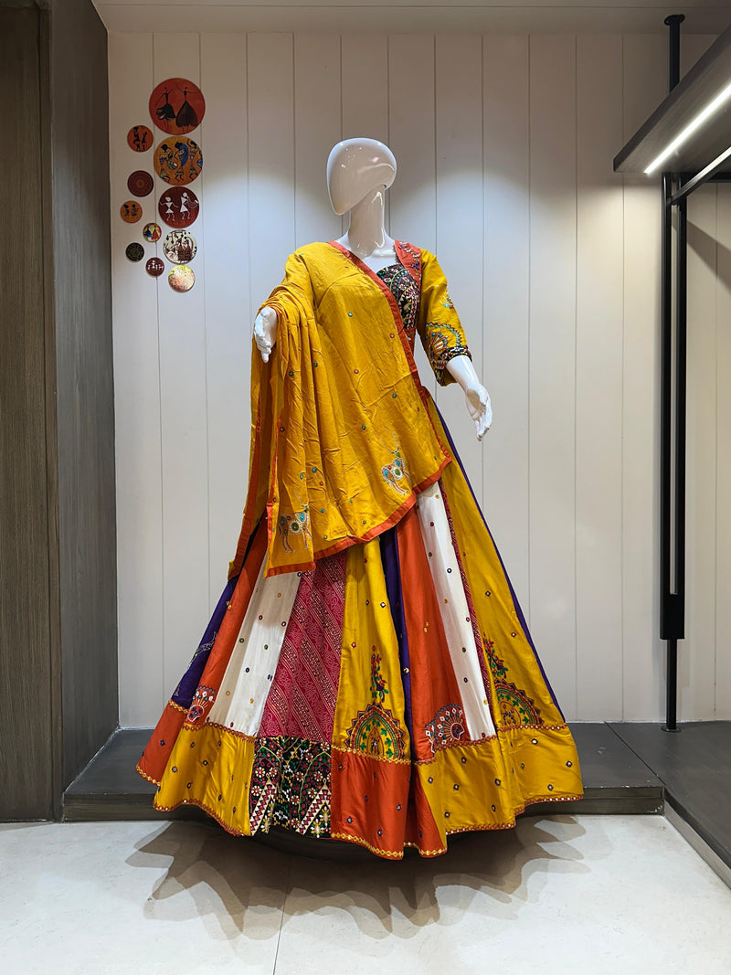 Mustard Yellow Multi Color Chaniya Choli for Navratri