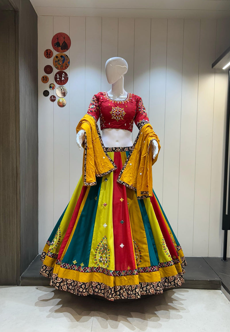 Maroon Blouse with Yellow Dupatta Chaniya Choli

