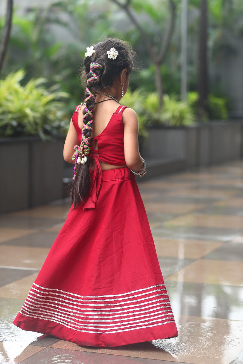 Navratri outfit for 3 to 11 year old girls with drawstring lehenga

