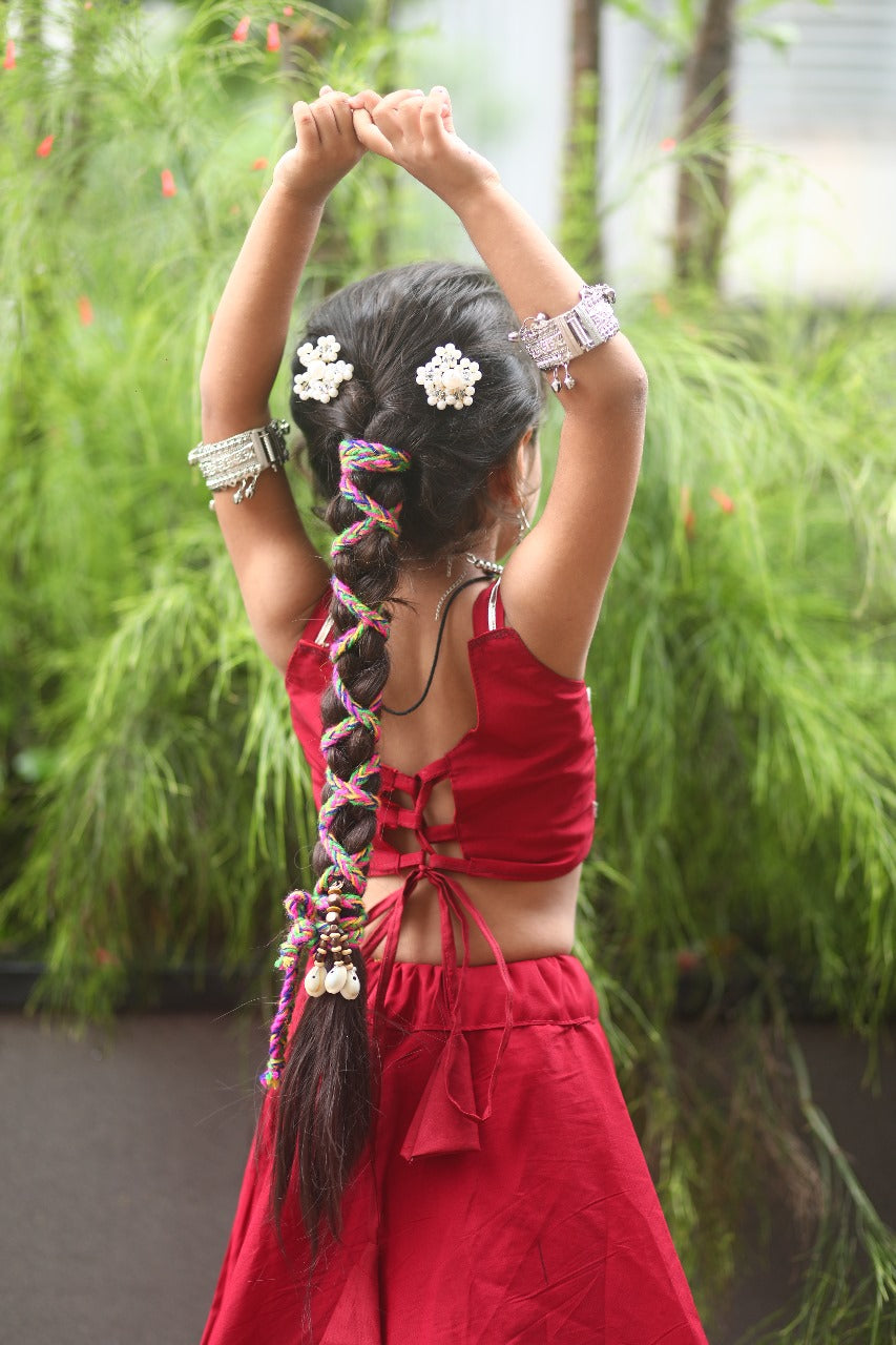 chaniya choli for kids in maroon color