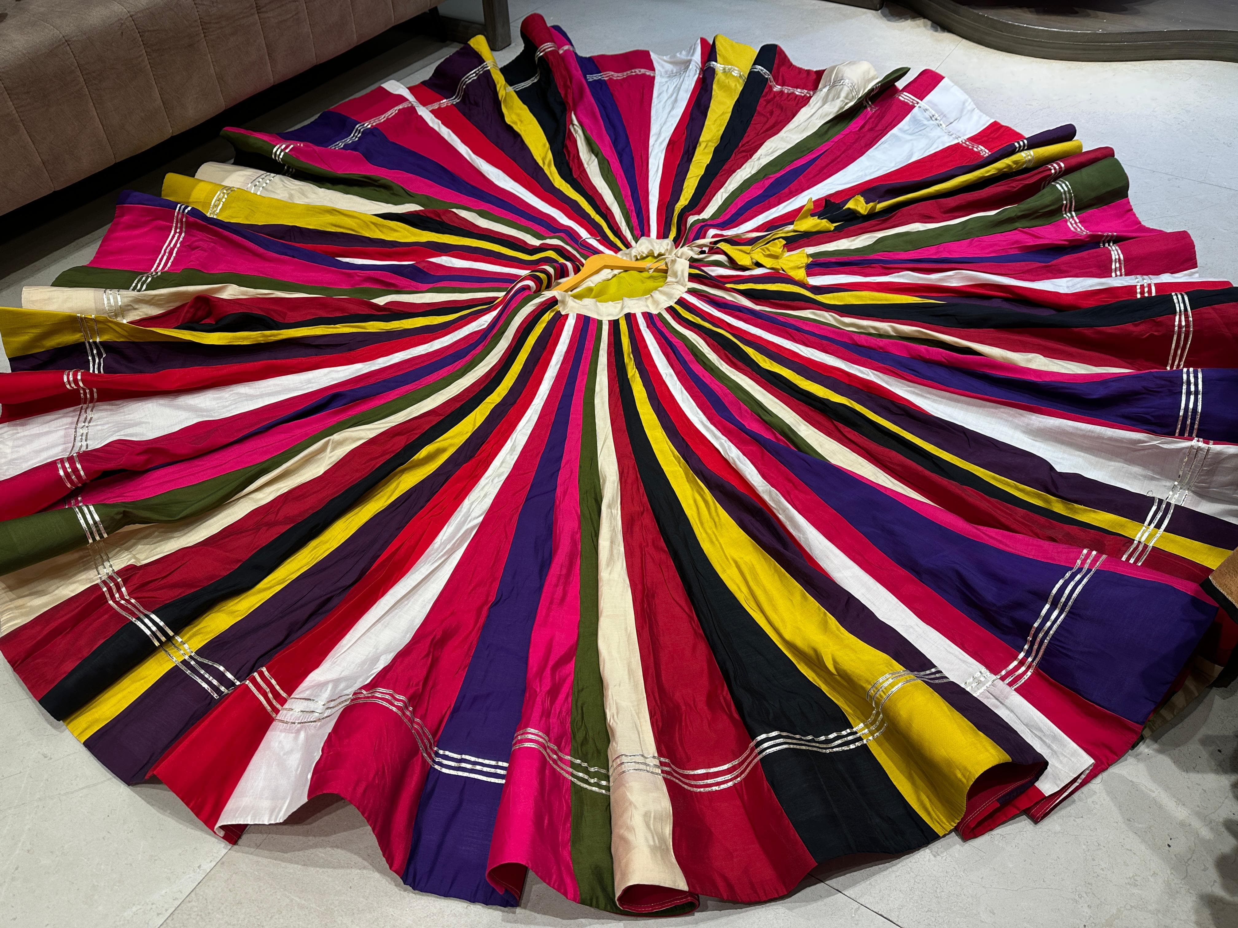 Multicolor 100 plates chaniya skirt with 20-meter flare