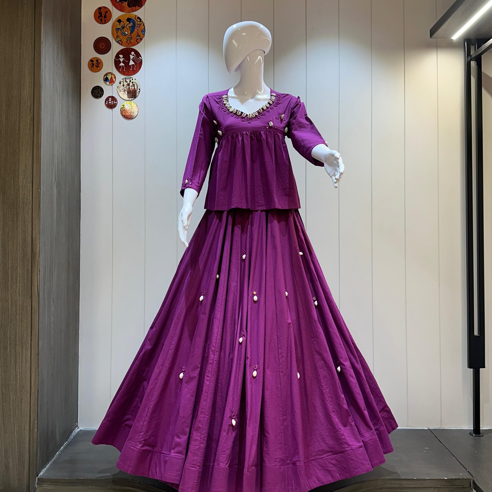 Magenta Pink Dhabu Cotton Kediyu Chaniya Choli