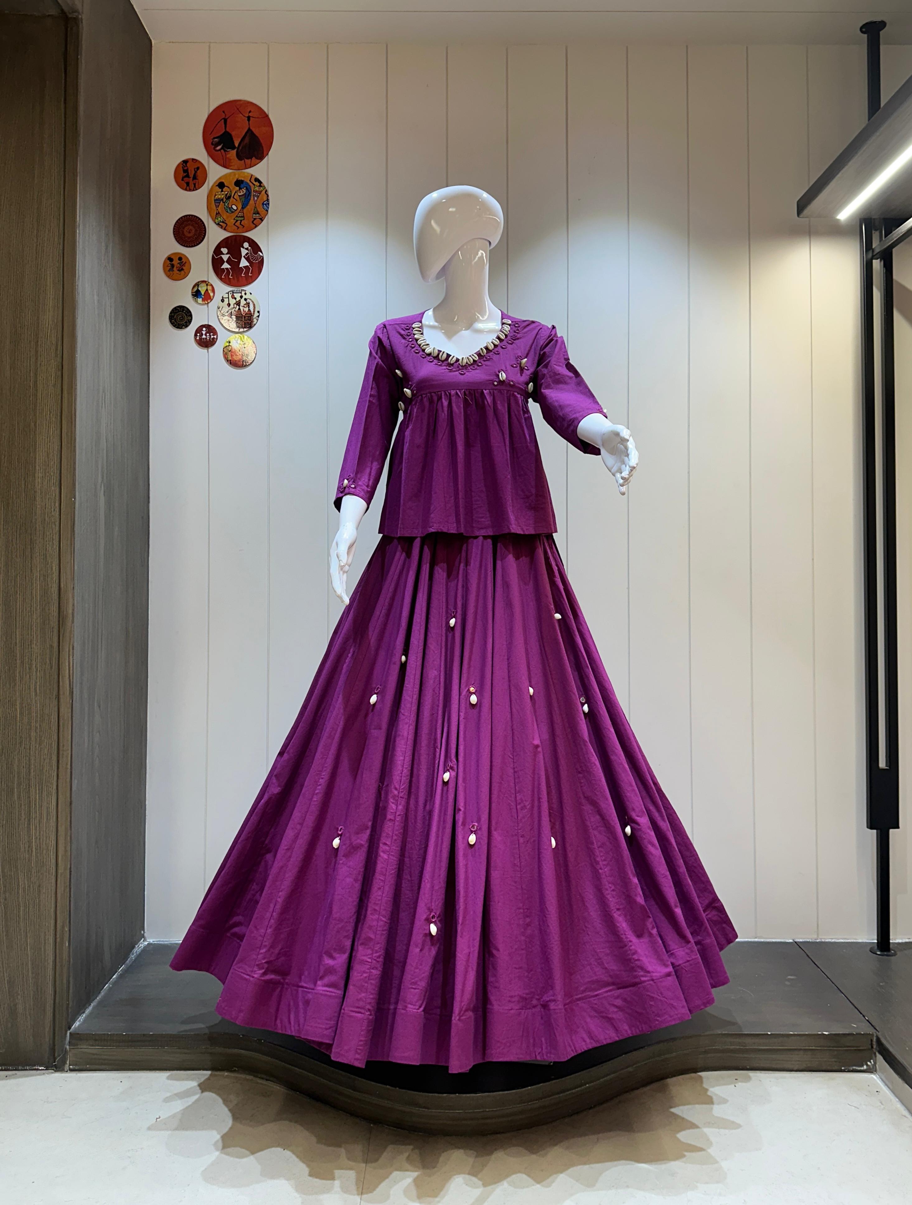 Magenta Pink Dhabu Cotton Kediyu Chaniya Choli