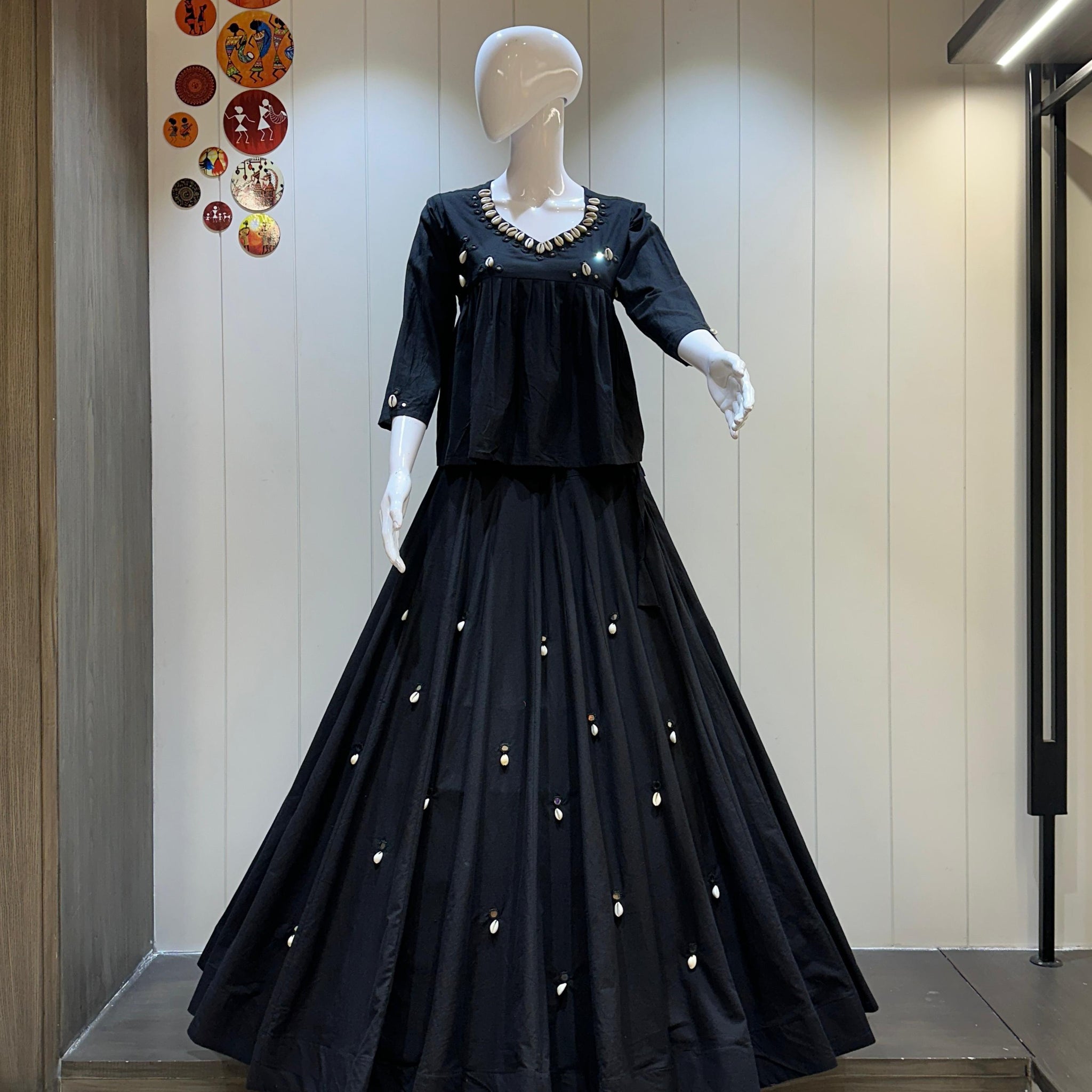 Black Kediyu Chaniya Choli with Mirror & Kodi Work

