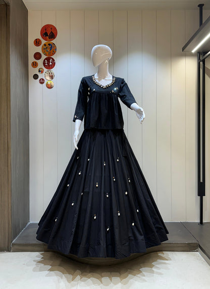 Black Kediyu Chaniya Choli with Mirror &amp; Kodi Work

