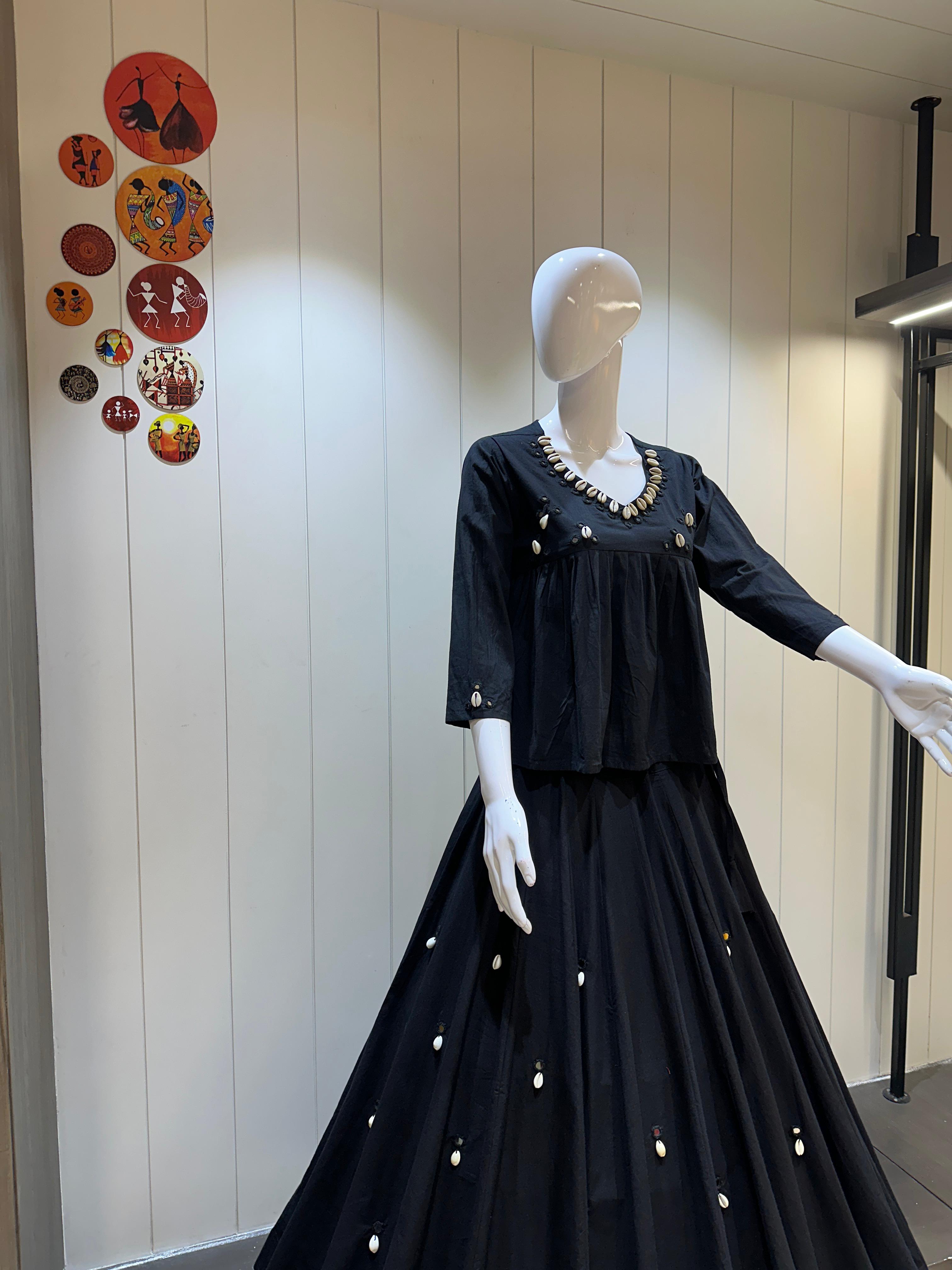 Dhabu Cotton Kali Pattern Lehenga for Garba Nights

