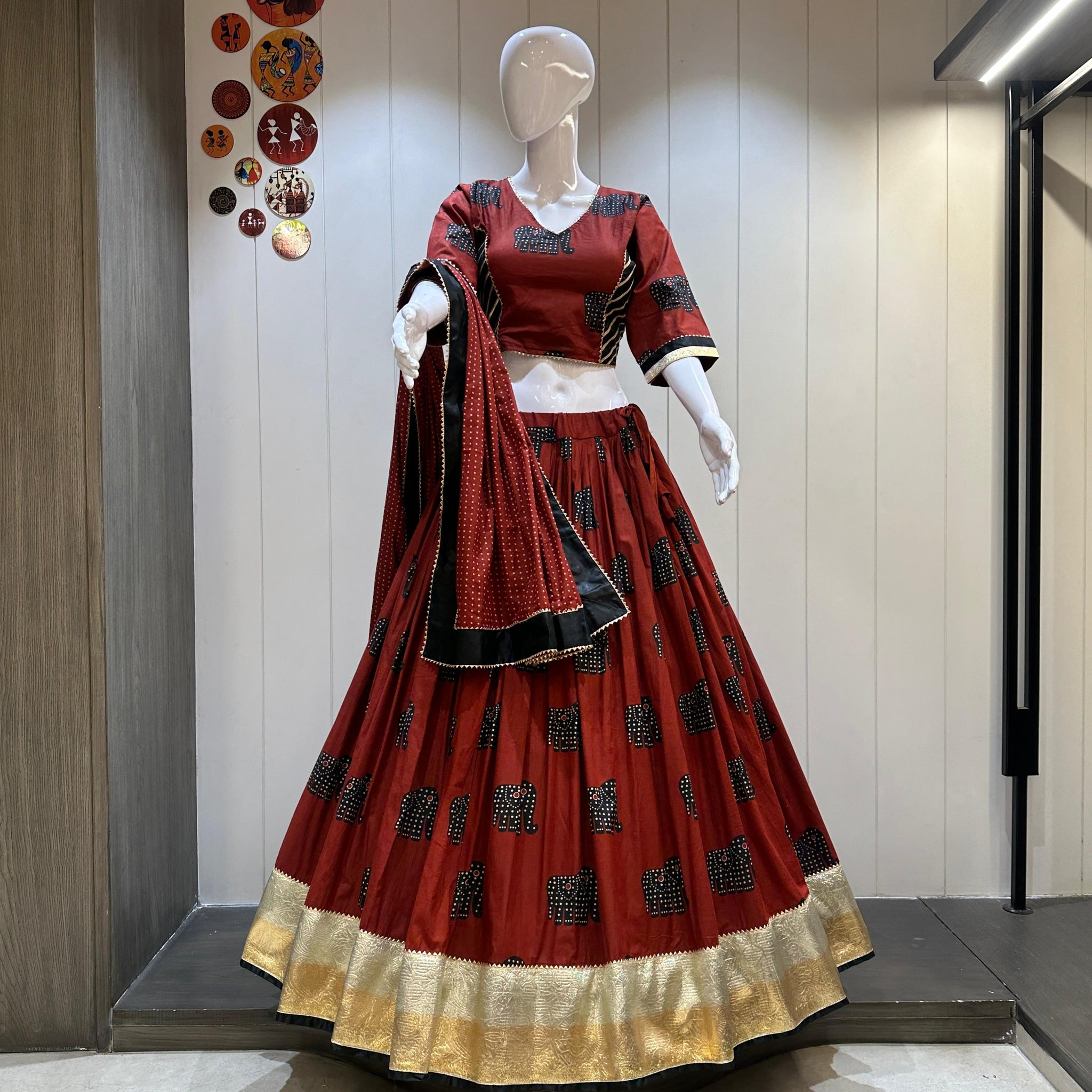 Red cotton chaniya choli for Navratri 