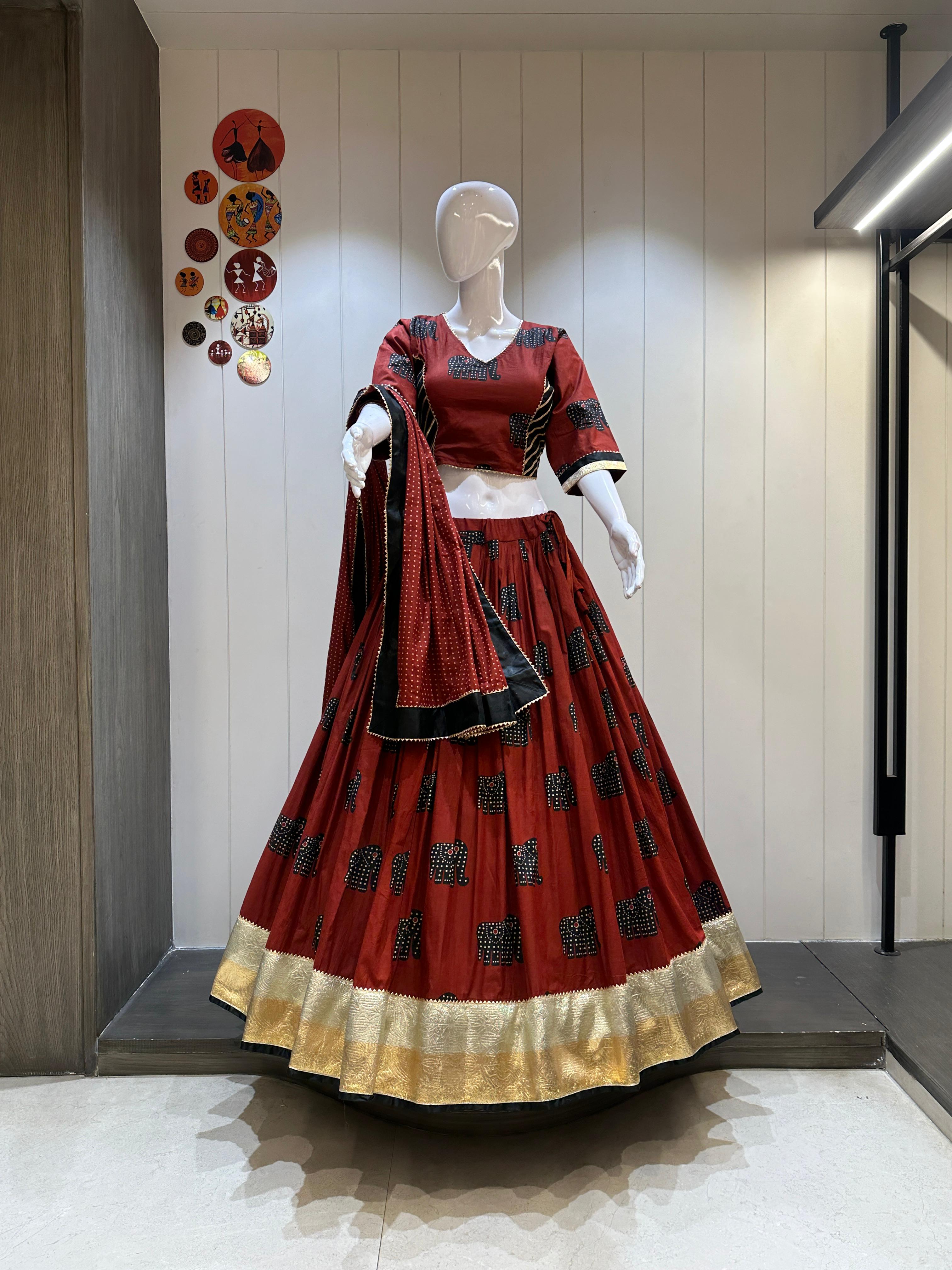 Red cotton chaniya choli for Navratri 