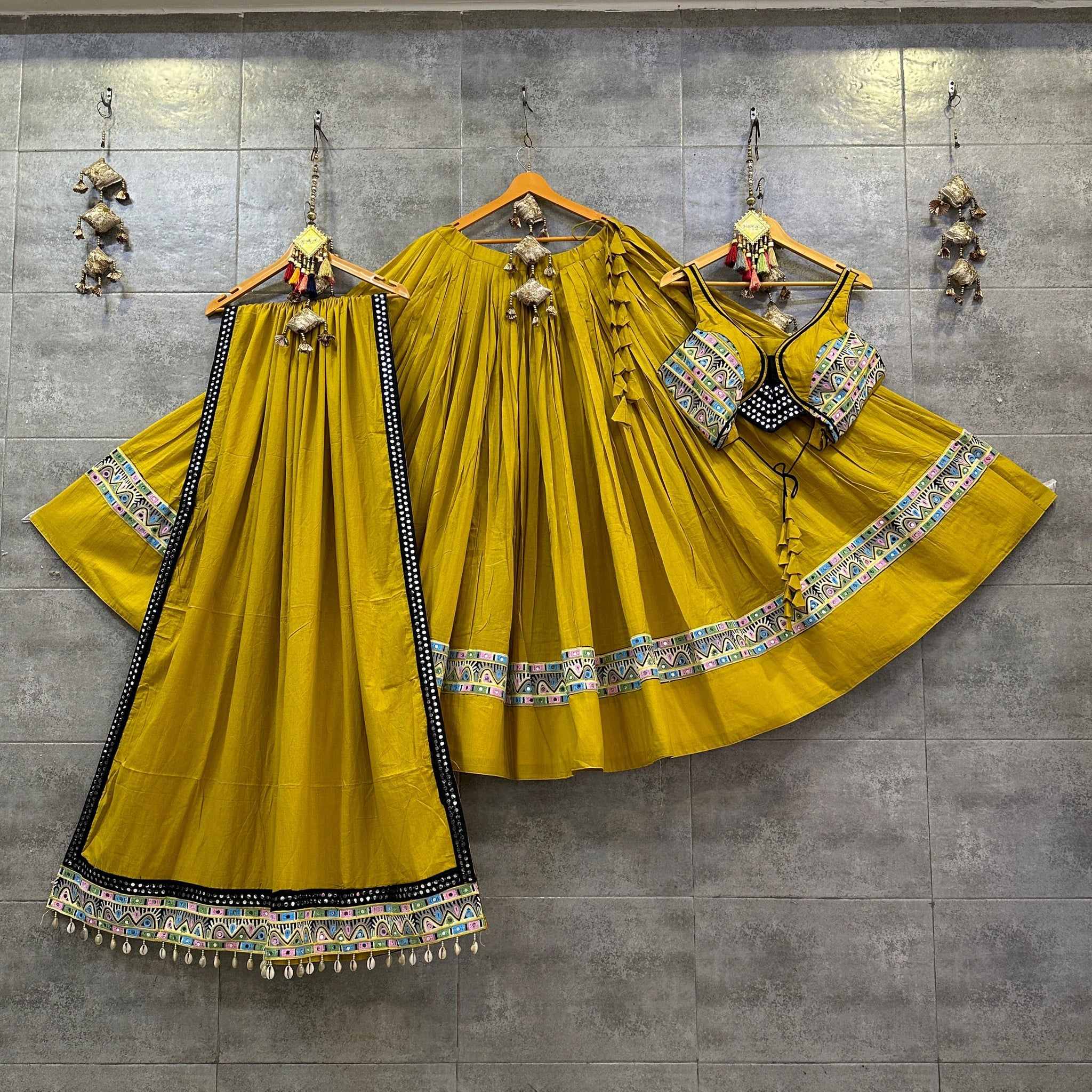 Mustard yellow chaniya choli cotton set