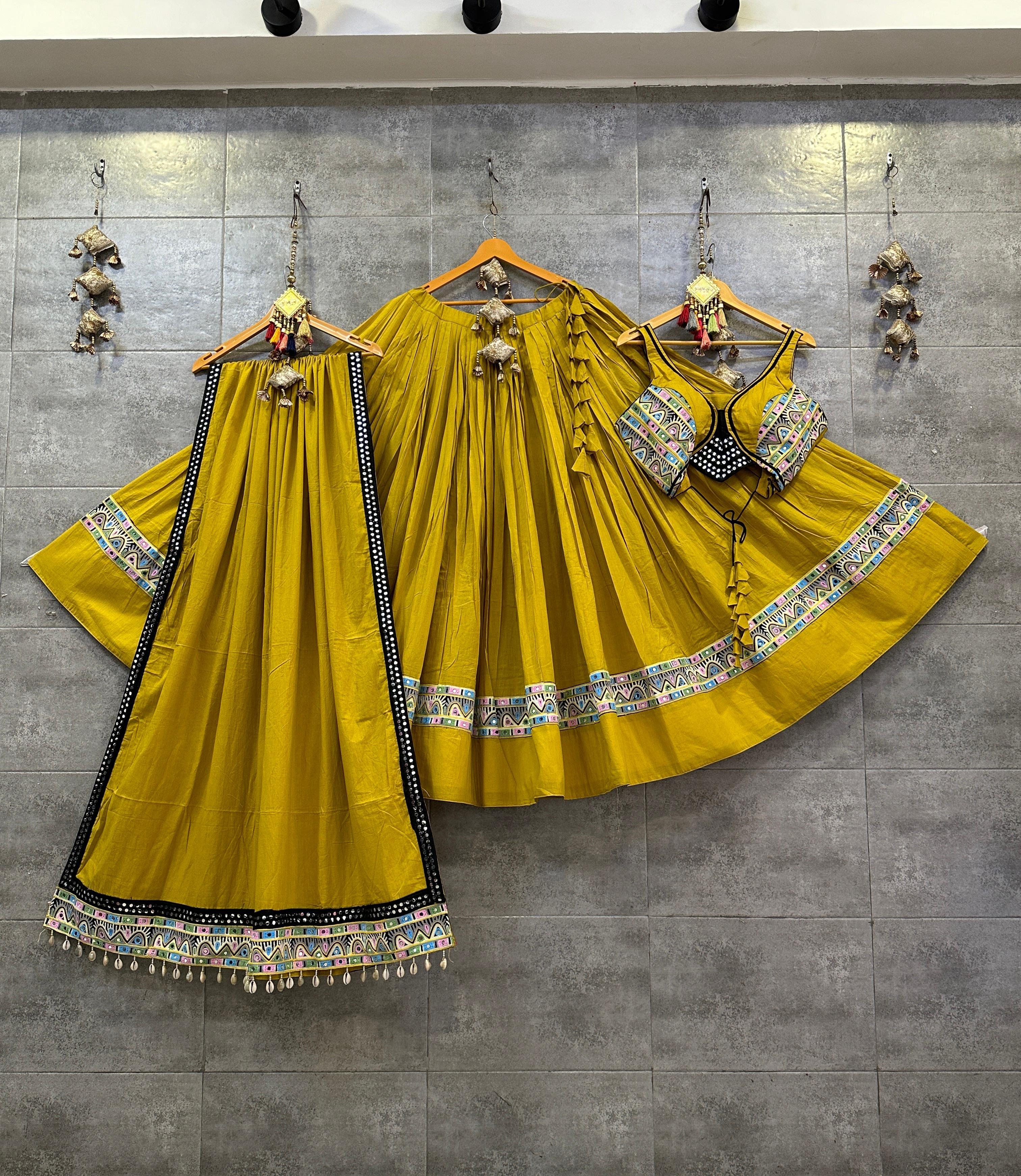 Mustard yellow chaniya choli cotton set