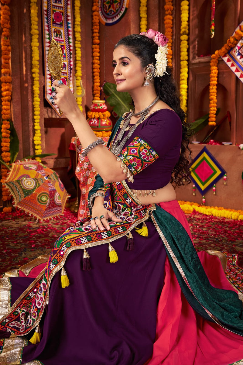 Readymade Multicolor Mirror Work Lehenga Set for Garba Nights