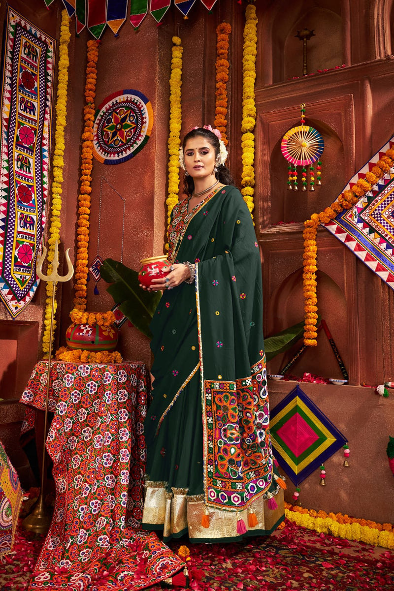 Stitched green lehenga choli for navratri nights