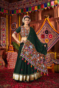 Traditional garba chaniya choli in green color