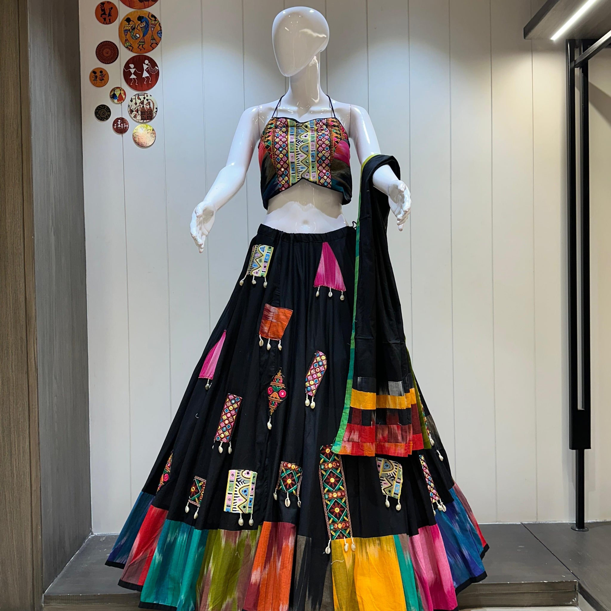 Black gamthi chaniya choli with vintage work