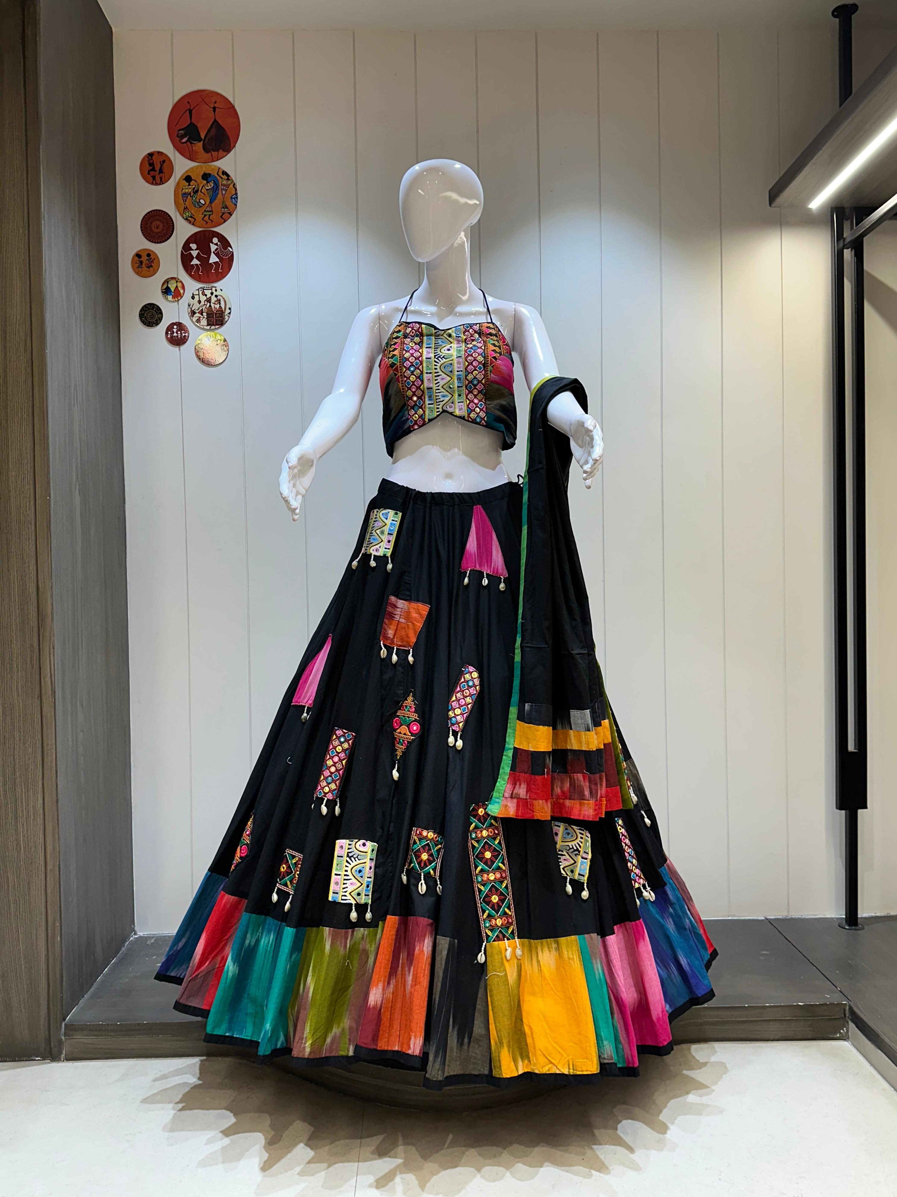 Black gamthi chaniya choli with vintage work