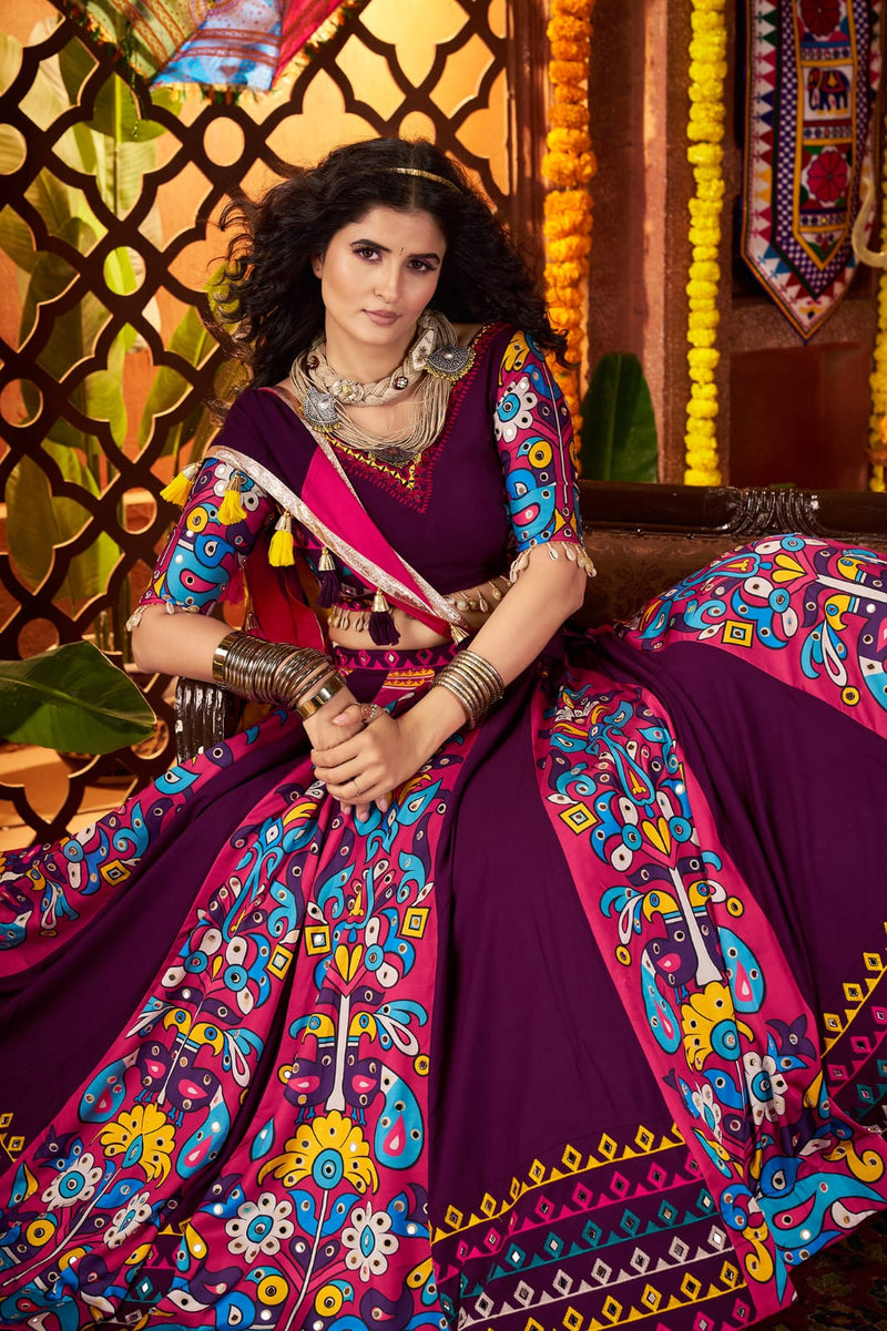 Purple lehenga choli with Kodi thread work

