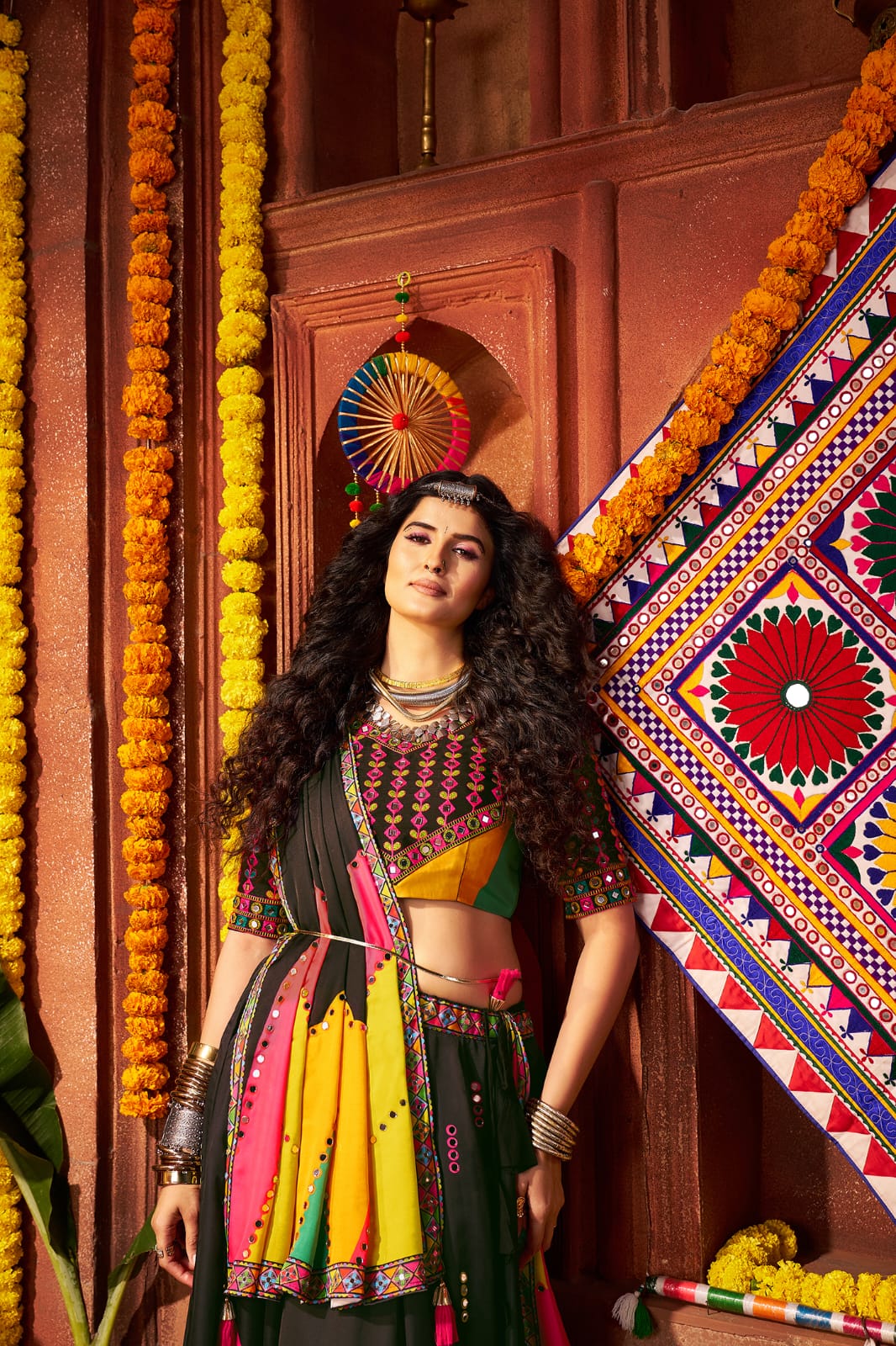 Black mirror work chaniya choli

