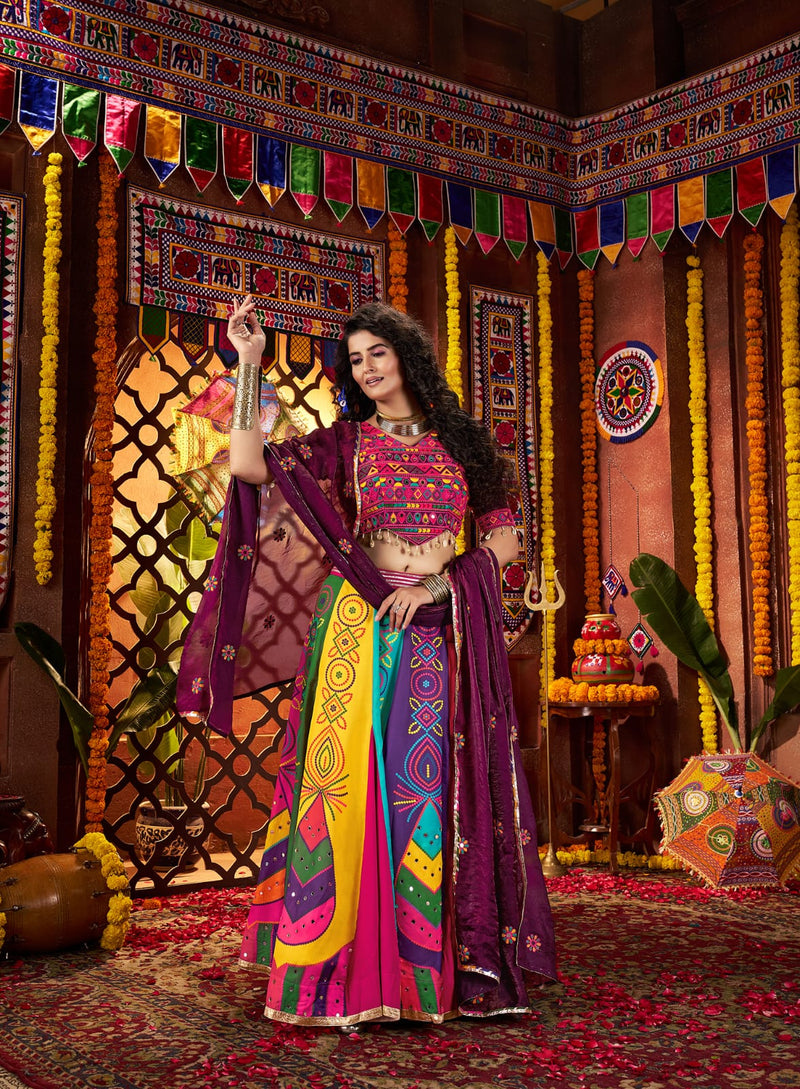 Satin silk dupatta chaniya choli set

