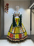 Traditional Navratri wear yellow chaniya choli with green dupatta 