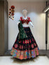 Red blouse black chaniya choli with green dupatta