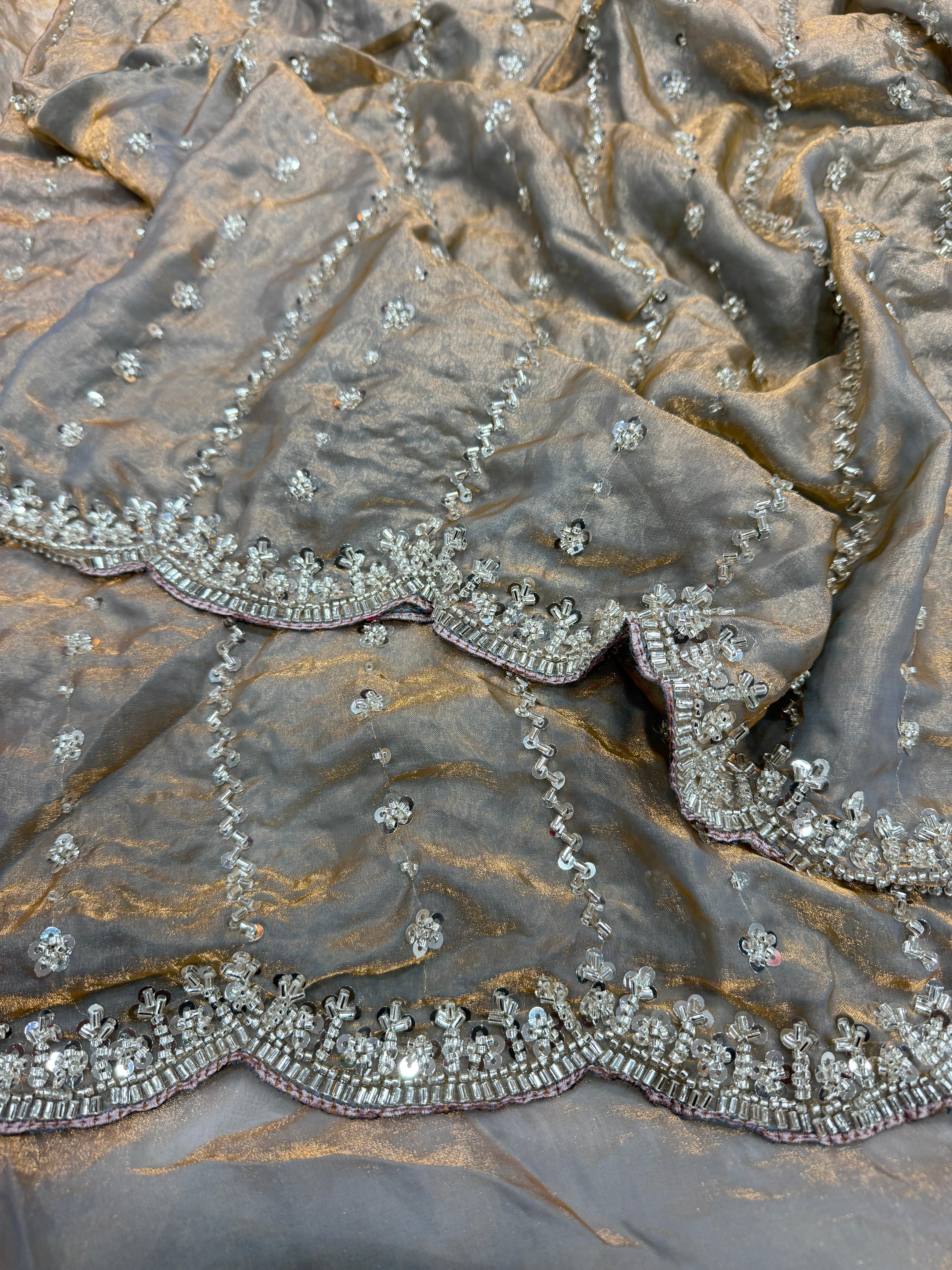 Wedding Designer Pure Soft Space Silk Sequins Saree