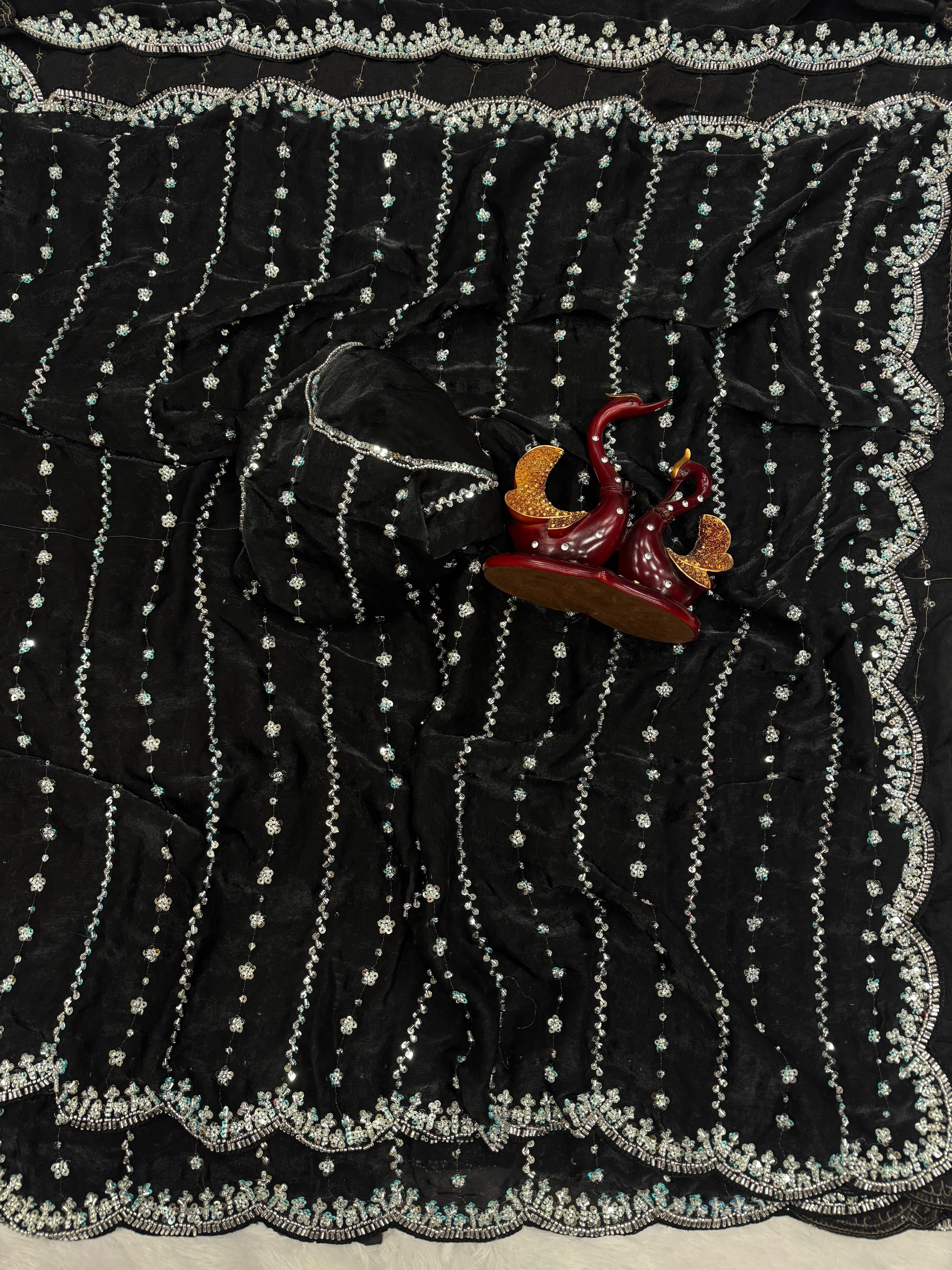 Wedding Designer Pure Soft Space Silk Sequins Saree