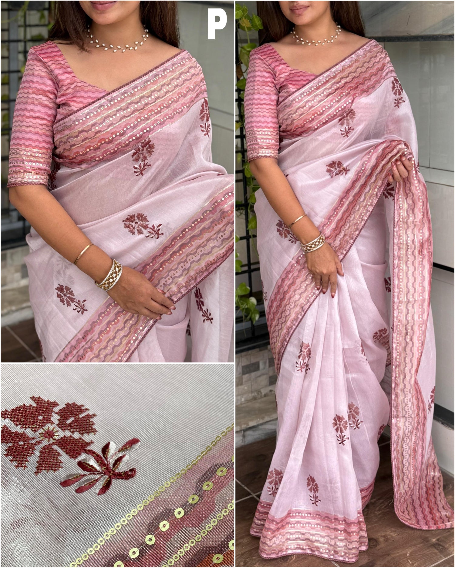 Pink Pure Tani Shani Silk Saree Tissue Silk Saree Anant Tex Exports Pvt.Ltd..