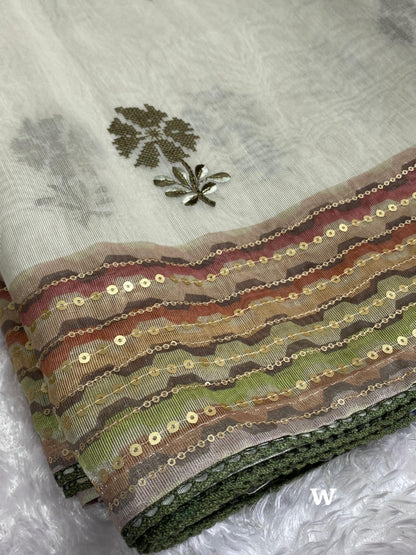 White Pure Tani Shani Silk Saree Tissue Silk Saree Anant Tex Exports Pvt.Ltd..