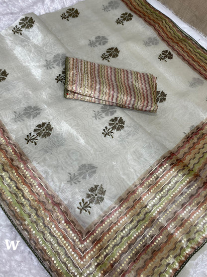White Pure Tani Shani Silk Saree Tissue Silk Saree Anant Tex Exports Pvt.Ltd..