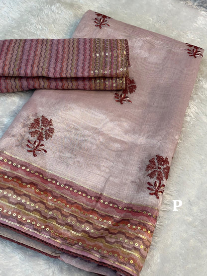 Pink Pure Tani Shani Silk Saree Tissue Silk Saree Anant Tex Exports Pvt.Ltd..