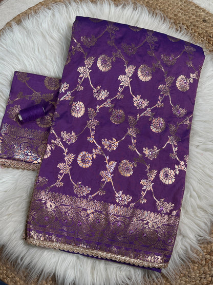 Purple Pure Soft Silk Banarasi Saree Banarasi Saree Anant Tex Exports Pvt.Ltd..