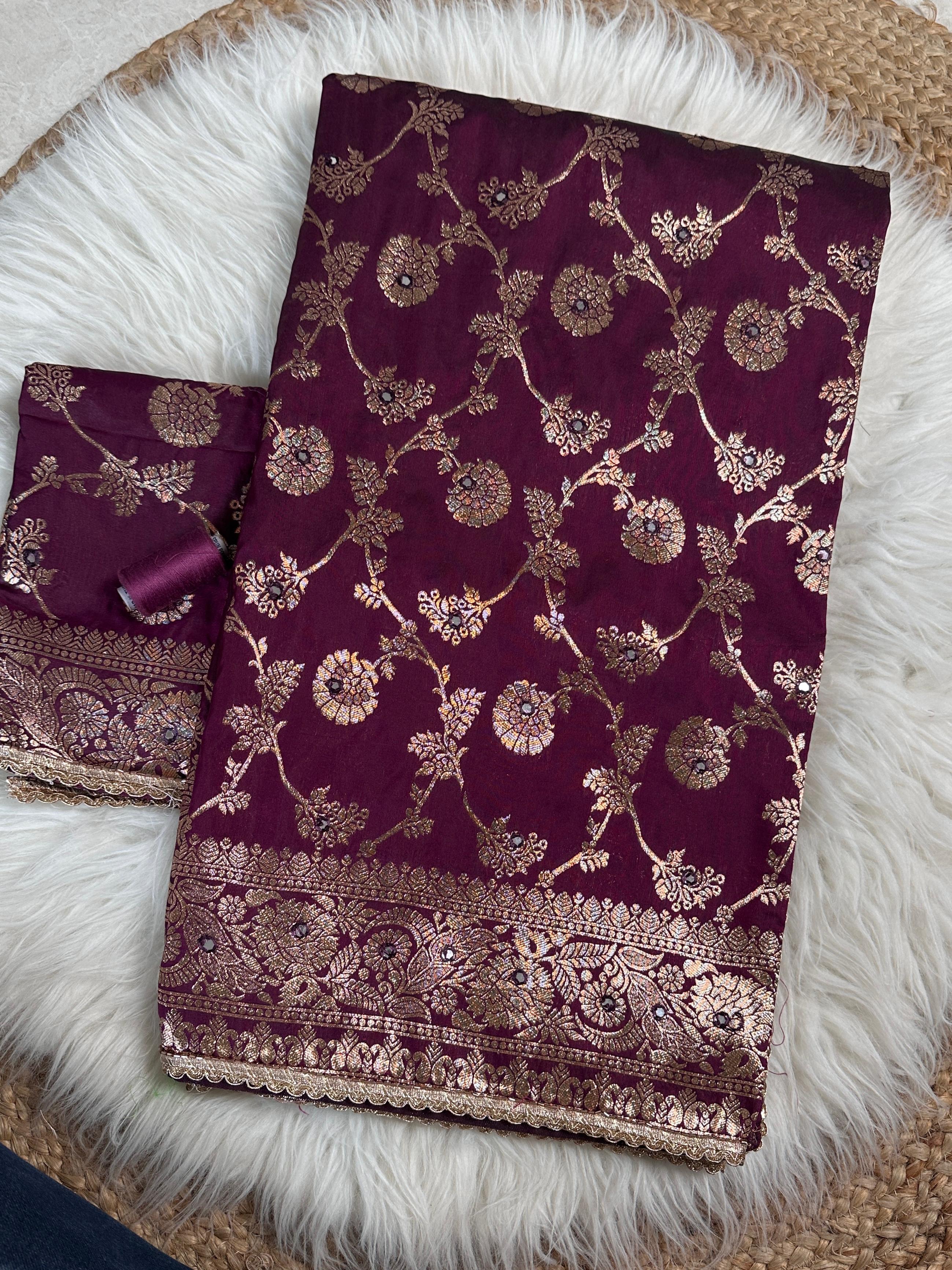 Wine Pure Soft Silk Banarasi Saree Banarasi Saree Anant Tex Exports Pvt.Ltd..