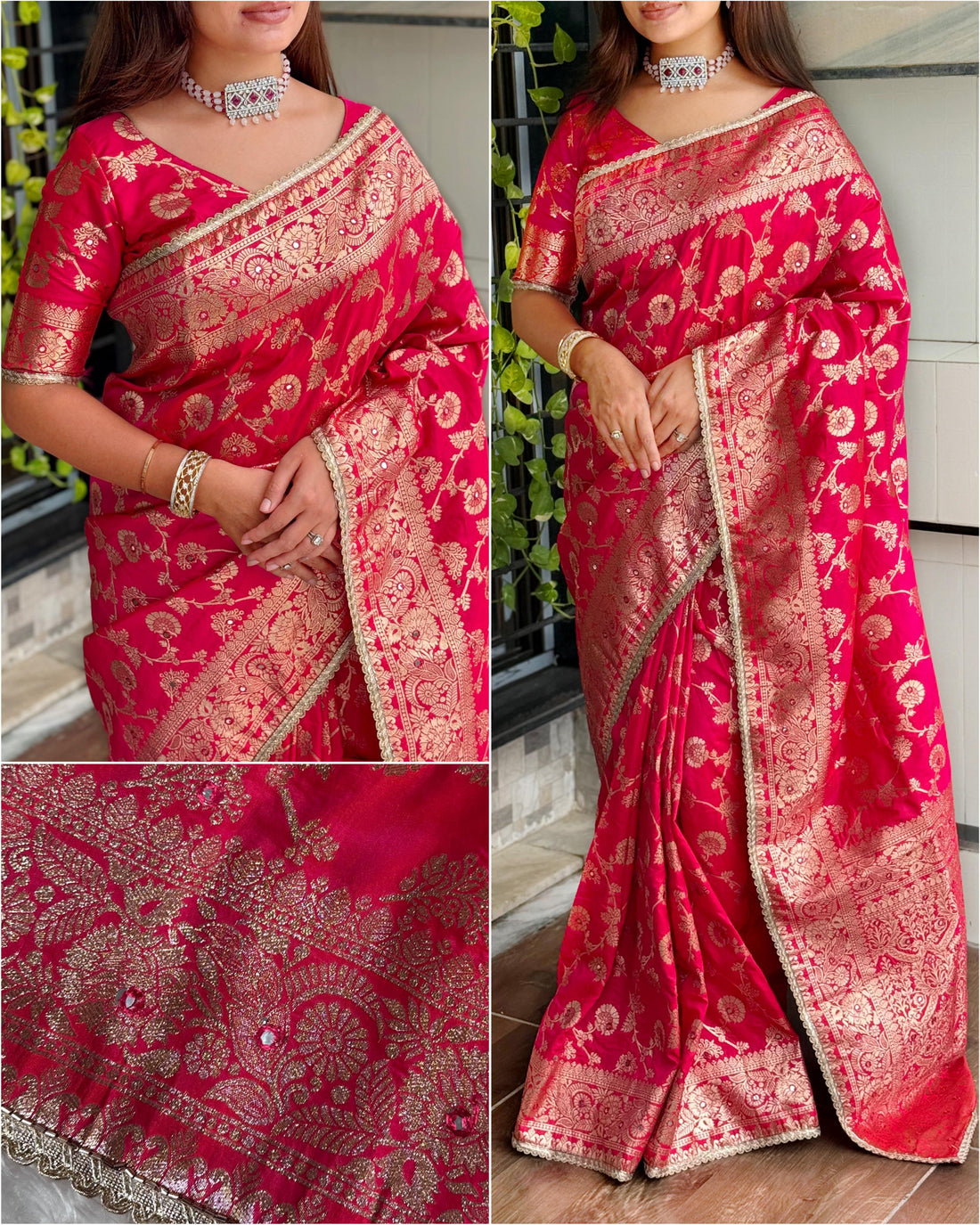 Red Pure Soft Silk Banarasi Saree Banarasi Saree Anant Tex Exports Pvt.Ltd..