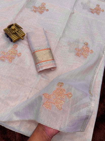 Pink Soft Pure Taspa Organza Saree Organza Saree Anant Tex Exports Pvt.Ltd..