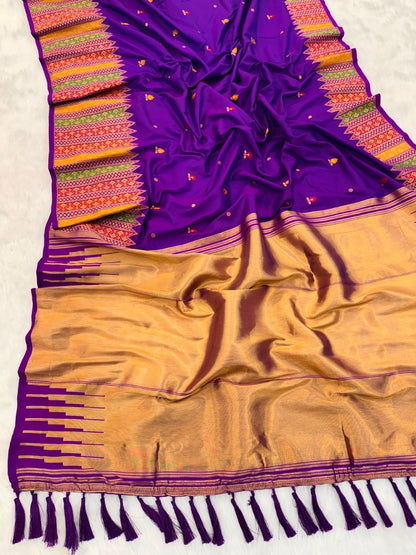 Purple Soft Silk Meenakari Zari Woven Saree Banarasi Saree Anant Tex Exports Pvt.Ltd..