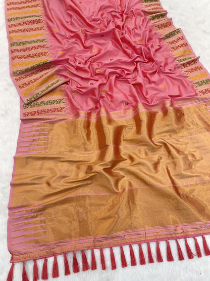 Pink Soft Silk Meenakari Zari Woven Saree Banarasi Saree Anant Tex Exports Pvt.Ltd..