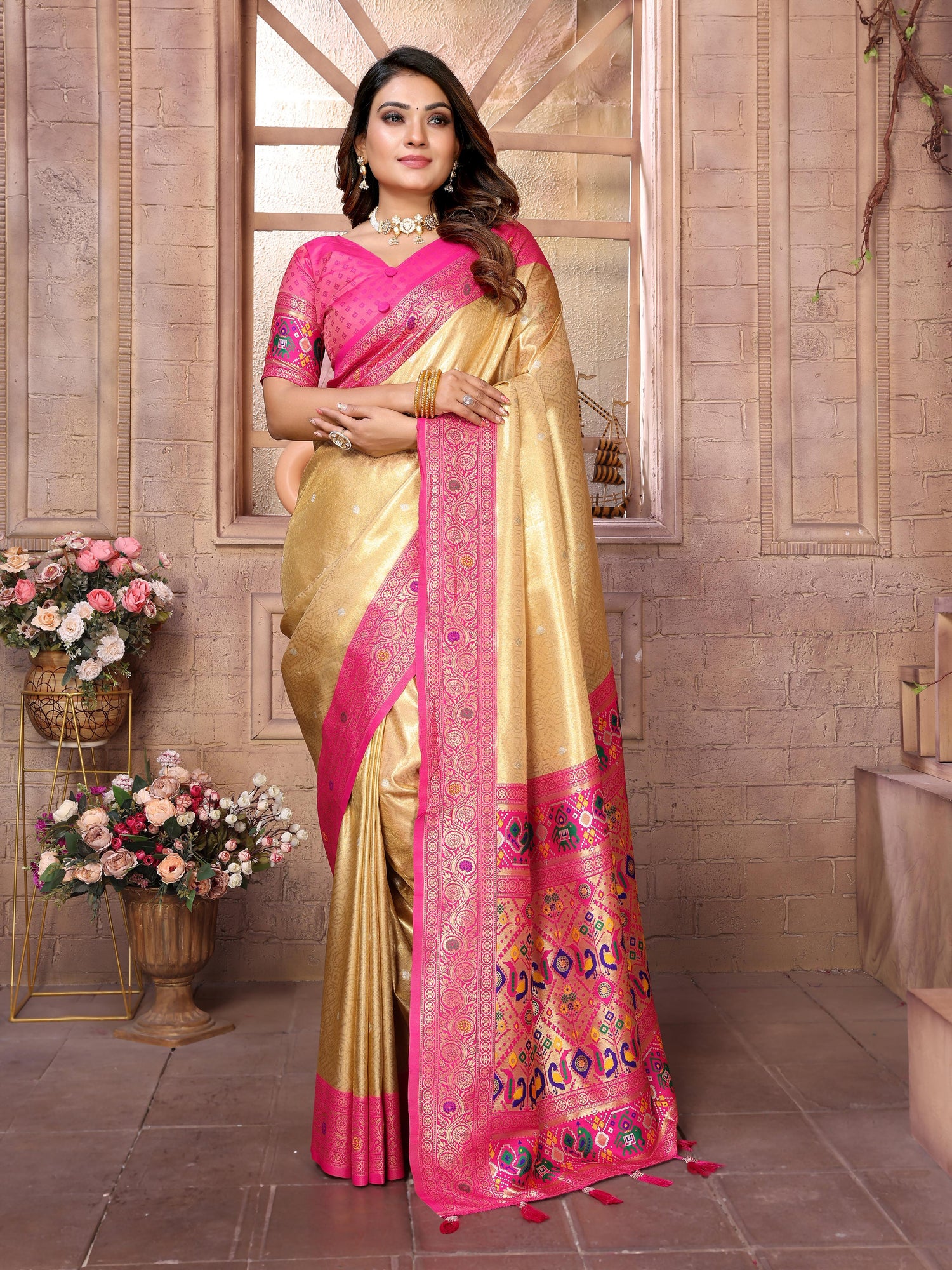 Yellow Pure Soft Tissue Banarasi Saree Banarasi Saree Anant Tex Exports Pvt.Ltd..